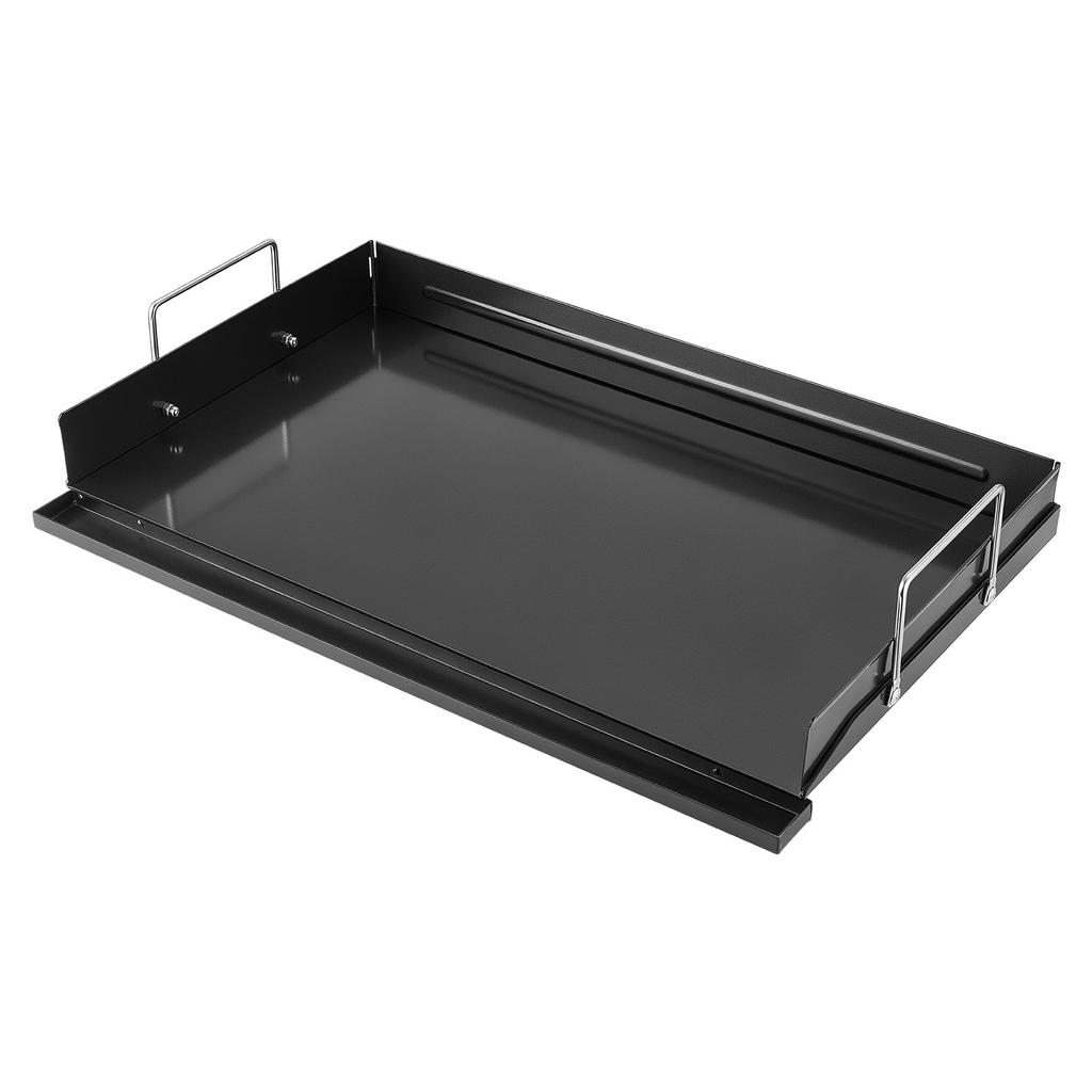 VEVOR Carbon Steel Griddle 63x41 cm Flat Top Pre-Seasoned Plate Handle, for BBQ Eggs Burger, Even Heat Distribution