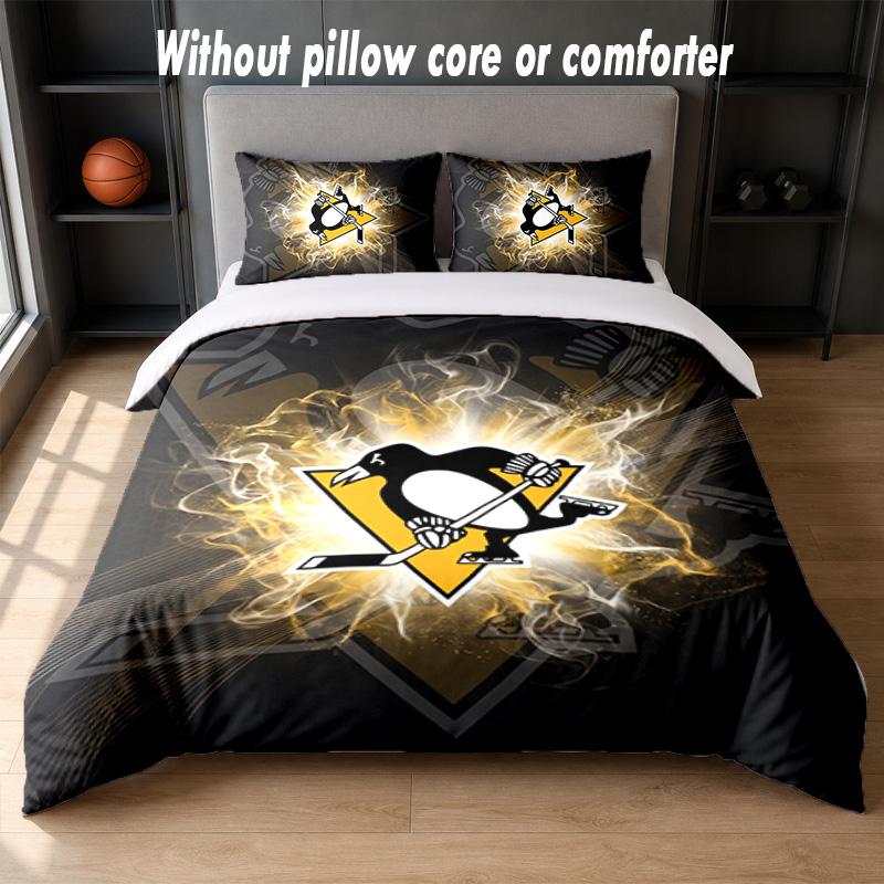 Дизайн Pittsburgh Penguins Постельное белье Комплект 1 пододеяльник + 2 наволочки Мягкое дышащее домашнее постельное белье