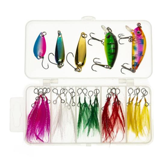 20Pcs/Set Fishing Lure Kit with Artificial Hard Bait Metal Spinner Blade Colorful Feather Freshwater Saltwater Fishing Accessories