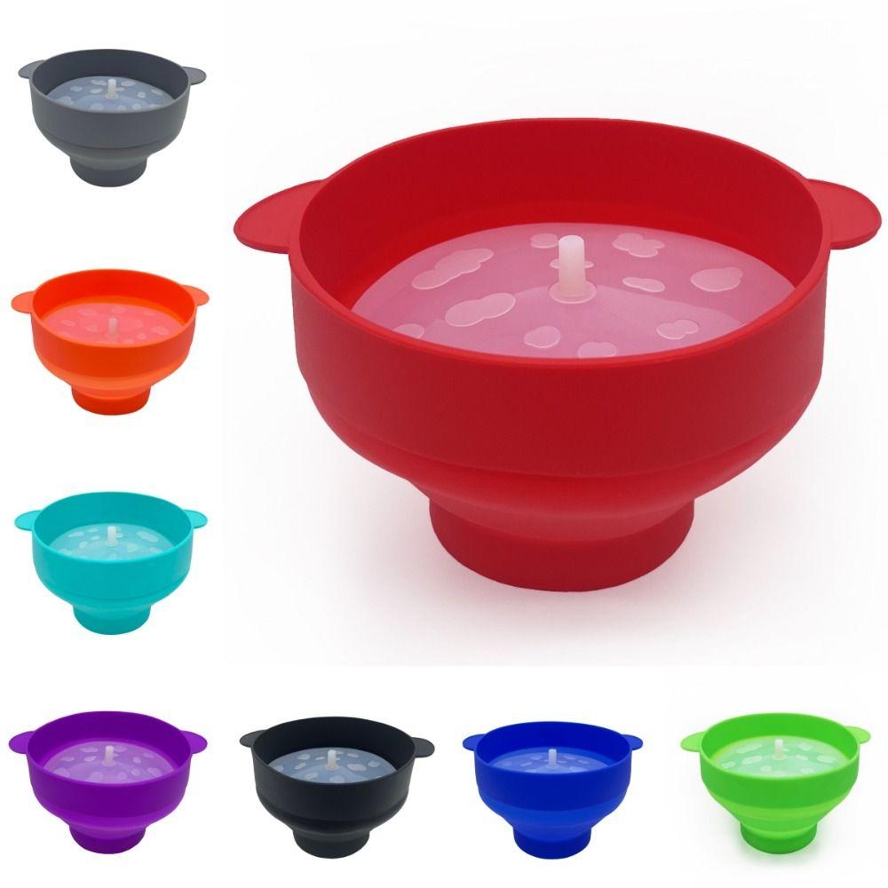 Silicone Microwave Popcorn Bowl Bucket DIY Fruit Dish Popcorn Maker with Lid Chips  Christmas