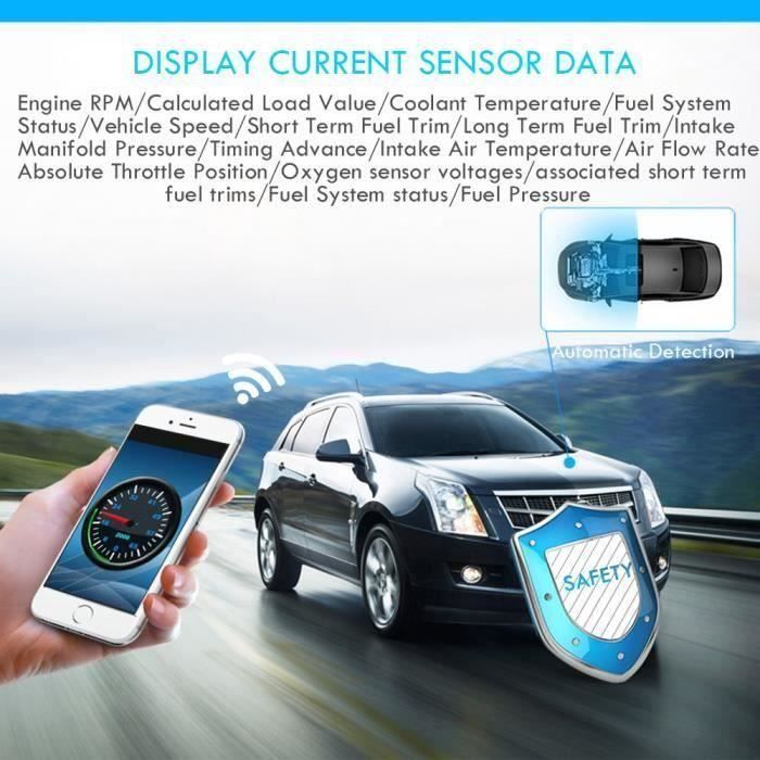 Mini WiFi sans fil ELM327 OBD2 Scanner de diagnostic automatique Adaptateur de lecteur de code OBD2 Adapté aux Android et Windows