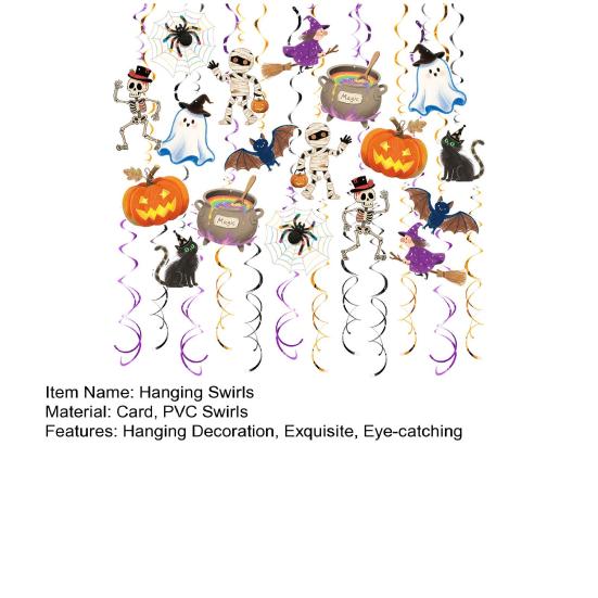48 шт. Хэллоуин Подвесные Спирали Украшение Жуткий Потолочный Спиральный Стример с Пауком Тыквой Призраком Знаком для Хэллоуина Домашний Декор