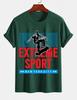 Unisexs Pure Cotton Solid Color Tshirt Extreme Sports Skateboard Print Crew Neck Short Sleeve New York Street Casual Top