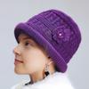 Women Thicken Knitted Hat Flower Crochet Bucket Hat for Elderly Women Winter Warm Fisherman Hat for Outdoor Activities