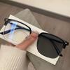 Photochromic Anti Radiation Blue Light Eyeglasses Square Metal Frame Computer Glasses for Women Men Replaceable Lens