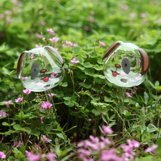 1 Pair Decorative Bulb Unique Glass Shape Time Saver Watering Dog Pattern Plant