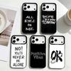 Чехол для телефона с художественным оформлением рукописной цитатой Для iPhone17,16,15,14,13,12,Pro Max Черный Разноцветный Чехол для телефона