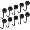 HARMIEY Super Strong Magnetic Hooks, Set of 10, 22.5 Lbs (10 Kg) Vertical Load Capacity, Metal, 16mm Diameter, with Magnets, for Kitchen, Office, Comm