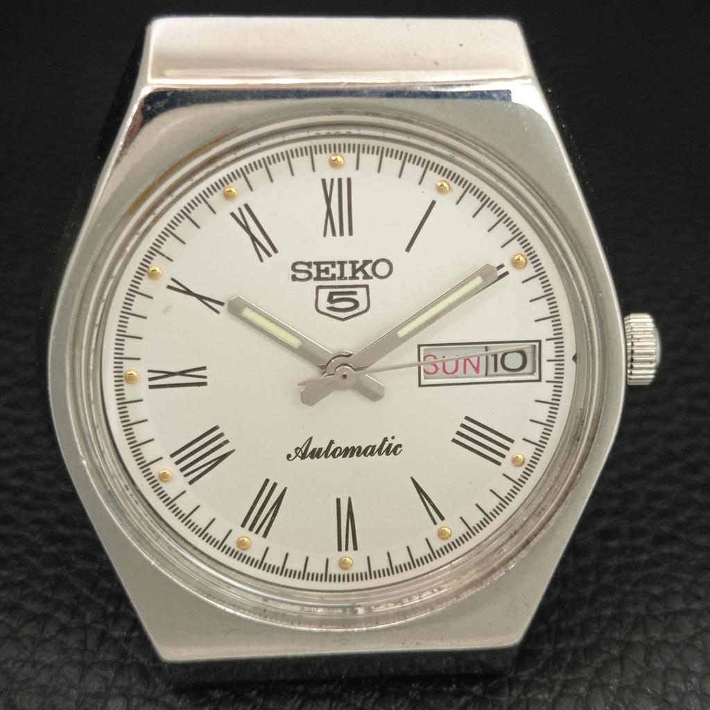 ОРИГИНАЛЬНЫЕ ВИНТАЖНЫЕ МУЖСКИЕ АВТОМАТИЧЕСКИЕ ЧАСЫ SEIKO 5 6349A ЯПОНИЯ БЕЛЫЙ ЦИФЕРБЛАТ a708331-1
