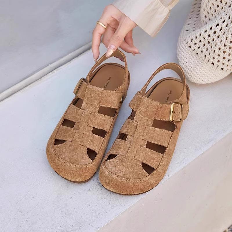 Boken Bag Head Slippers Women's Spring Outer Wear Hollow Sandals Women's Summer New Flat-bottomed Bag Head Slippers