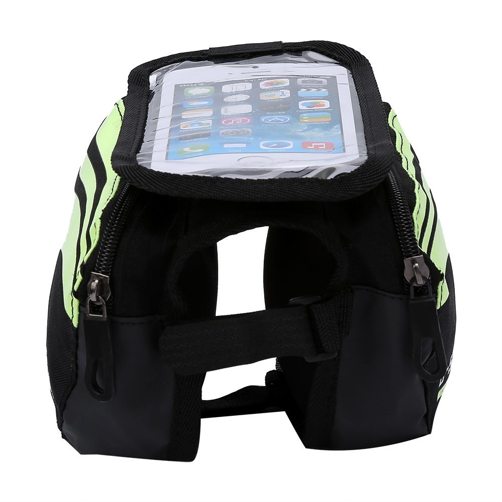 Waterproof Cycling Bicycle Frame Panniers Front Head Top Tube Phone Touch Screen Bag Lime Green