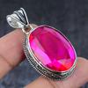 Pink Rubillite Gemstone Handmade 925 Sterling Silver Jewelry Pendant 1.97" K2W34