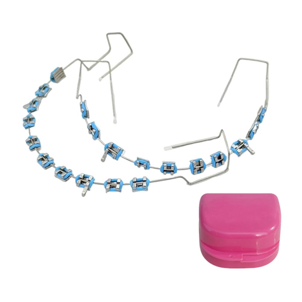 2 шт. Модные стоматологические накладные брекеты Металлические дуги Брекет Временное украшение зубов Ортодонтические лигатурные резинки для ежедневной защиты зубов