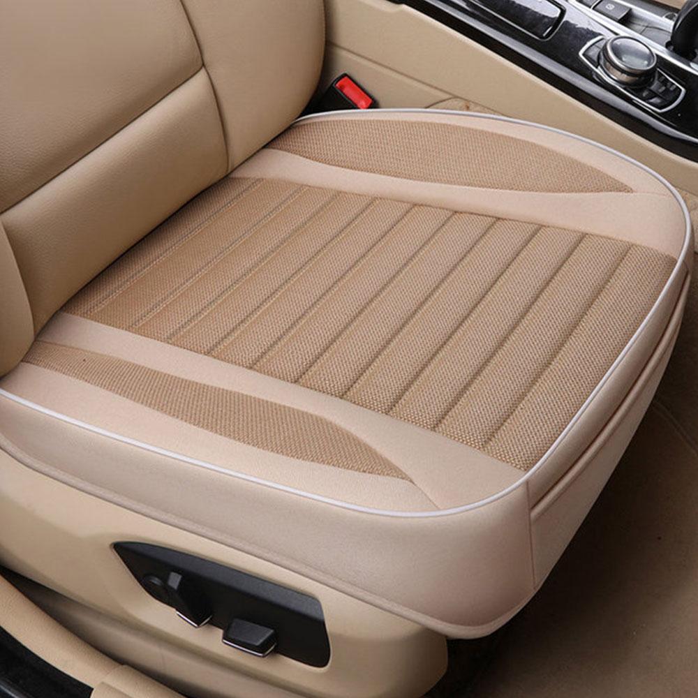 Flax Car Seat Cover Four Seasons Front Linen Fabric Cushion Breathable Protector Mat Pad Auto Accessories Universal Size Cover