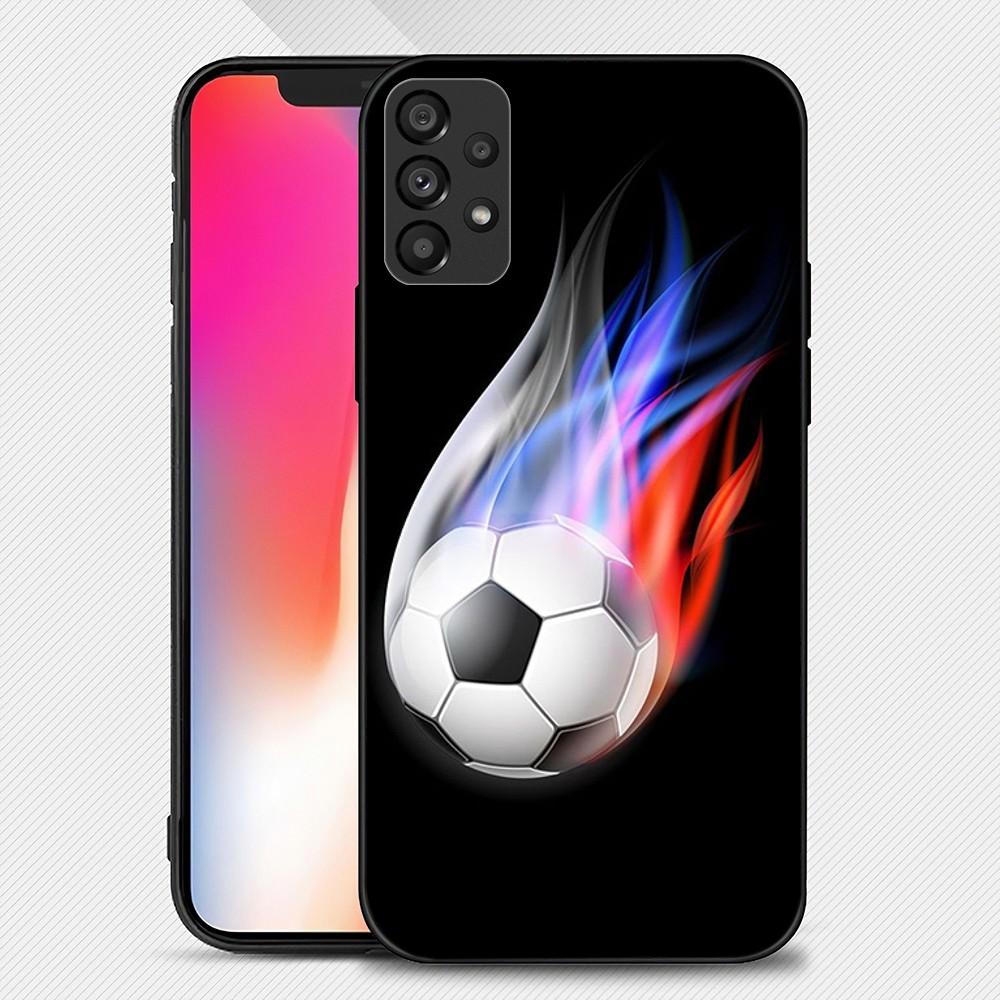Fire Football Soccer Ball Phone Case For Samsung Galaxy S22 S23 Ultra S21 S20 FE Plus Note 20 Soft Cover