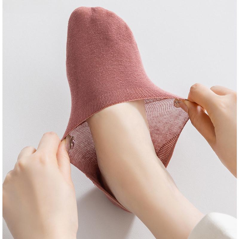 5 Pairs Women's Invisible Cotton Socks Summer Thin Shallow Pop-socks Breathable Sweat Absorbent Mesh Spring Boat Socks