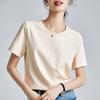 Mercerized Cotton T-shirt Women's High-quality New Loose and Thin Outer Wear Round Neck Liquid Ammonia Short-sleeved T-shirt Bottoming Shirt