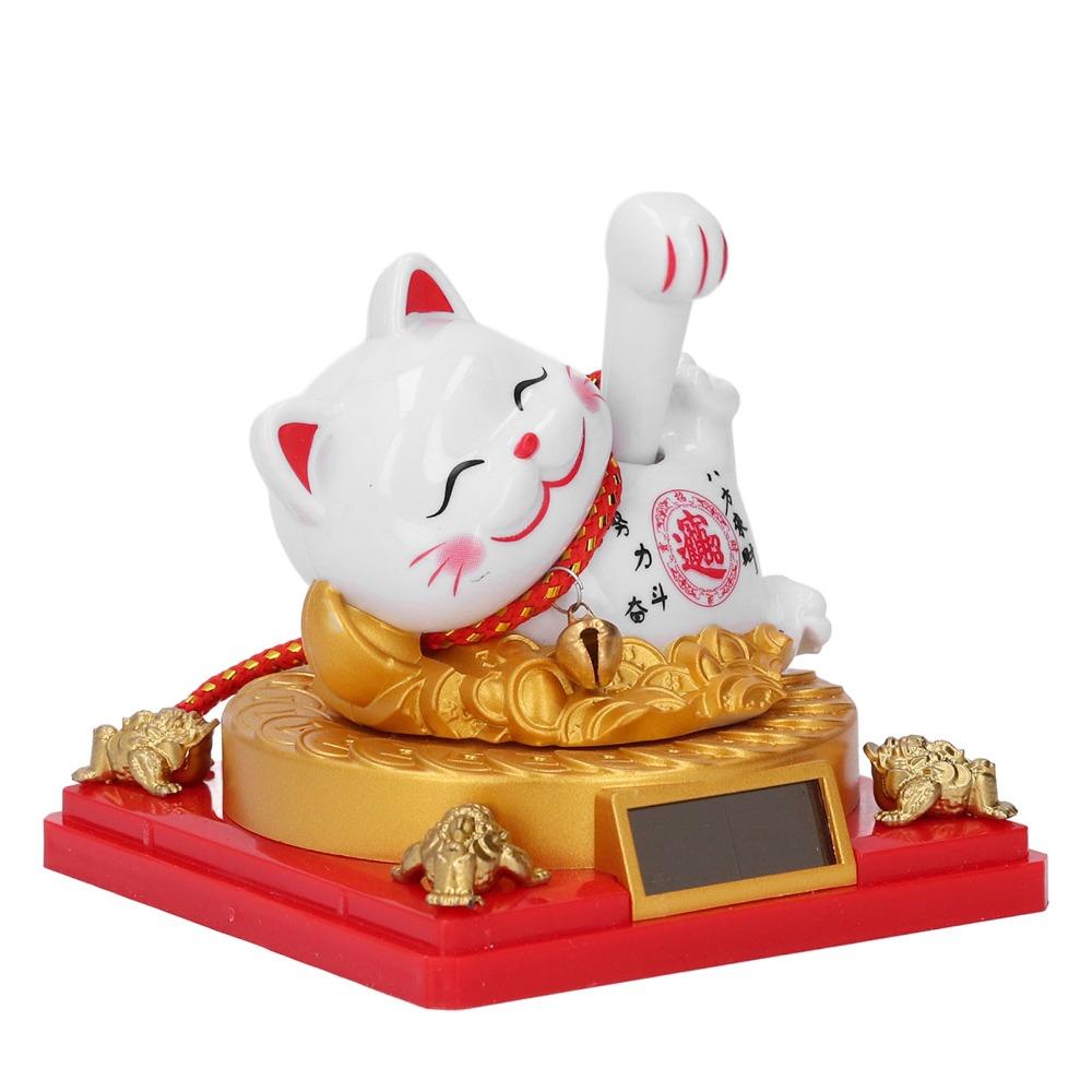 2.91x2.99x3.39in Solar Waving Lucky Cat Ornament Entryway Indoor Statue
