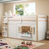 Bunk Bed (90 x 200 cm), Loft Bed, Multifunctional Children's Bed with Ladder, Can Be Built Under as a Play Area, Without Mattress, White