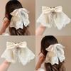 Bowknot Bow Ponytail Hair Grip Vintage Satin Hair Accessories French Lace Hair Clip  Bridal