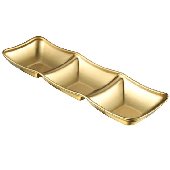 1/2/3 Grids Stainless Steel Seasoning Dish Korean Metal Barbecue Sauce Dipping Dish Plate BBQ Restaurant Kitchen Tableware