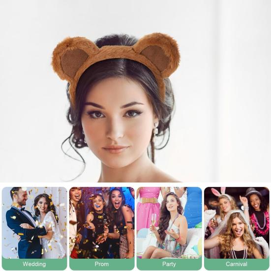 Yousheng 3/4 шт./компл. повязка на голову с ушками бурого медведя, плюшевые уши животного, обруч для волос, аксессуары для косплея на Хэллоуин