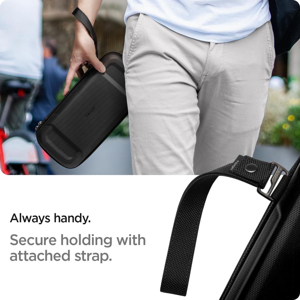 Spigen Rugged Armor Pro ROGAlly RC71L Hard Shell Travel Carrying Case with Accessory Original Charger Storage Black (23) Pocket, Bag,