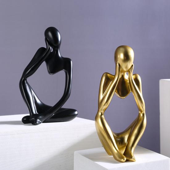 3 шт. абстрактная фигурка мыслителя, мини-статуэтка сидящего мыслителя из смолы, скульптура для гостиной, домашнего офиса, книжной полки, украшения для рабочего стола