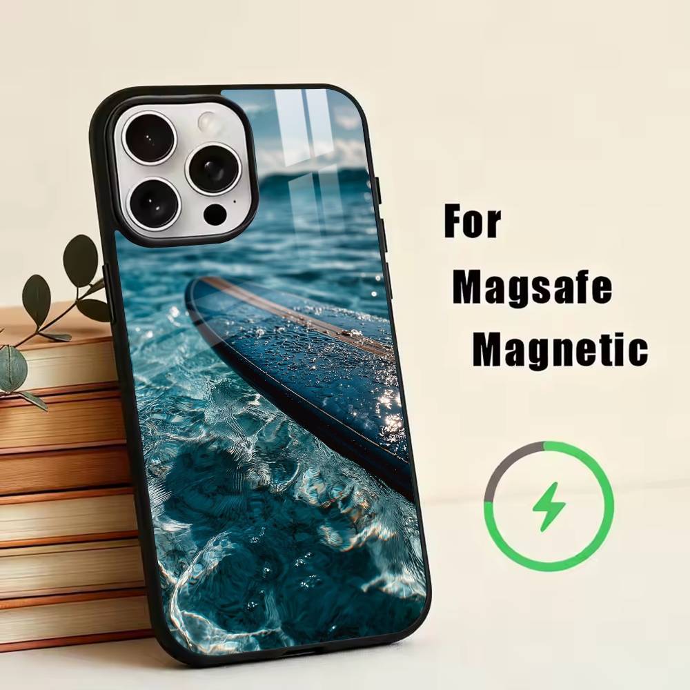 Чехол для телефона S-Surfing для iPhone 17, 16, 15, 14, 13, 12, 11 Plus, Pro, магнитный, с поддержкой MagSafe, беспроводной зарядкой