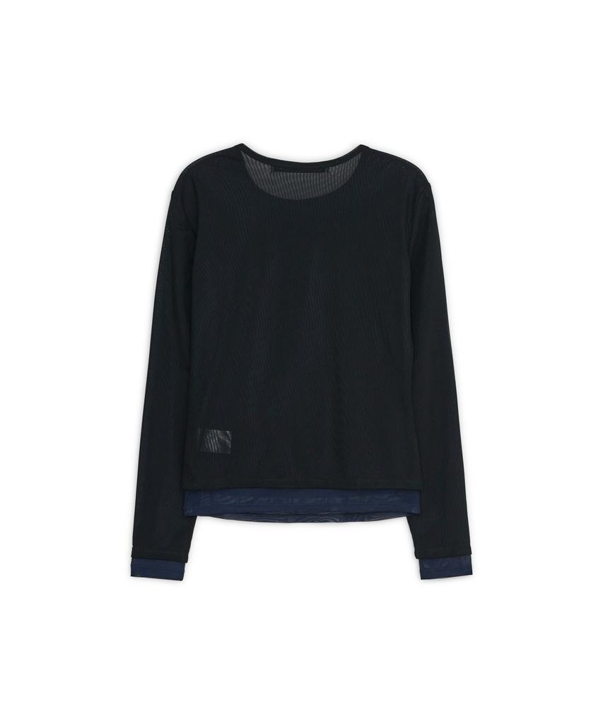 SUNBURNPROJECT Mesh Layered Long Sleeve Top, Black