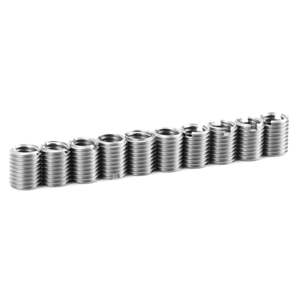 10Pcs Insert Nut Male Thread Repair Stainless Steel Slotting Sleeve Screw Repair Tool Kit