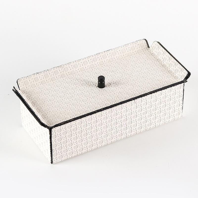 Art Abstract Folding Leather Woven Pattern Jewelry Box Model House Designer Decoration Storage Box Light Luxury Ornaments