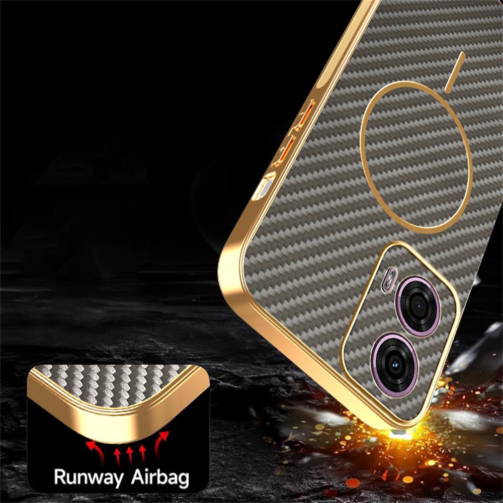 Phone Case For Motorola Moto G24 4G/E14 4G/G04 4G/G04s 4G/G24 Power Carbon Fiber Textured Electroplated TPU Back Cover
