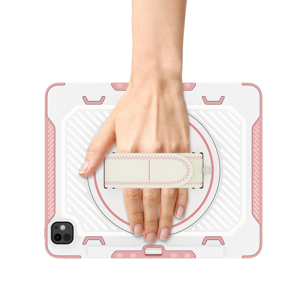 Для iPad Про 13 (2025)/13 (2024) Чехол-подставка из ПК + ТПУ, противоударный чехол для планшета с ремешком для руки/слотом для стилуса