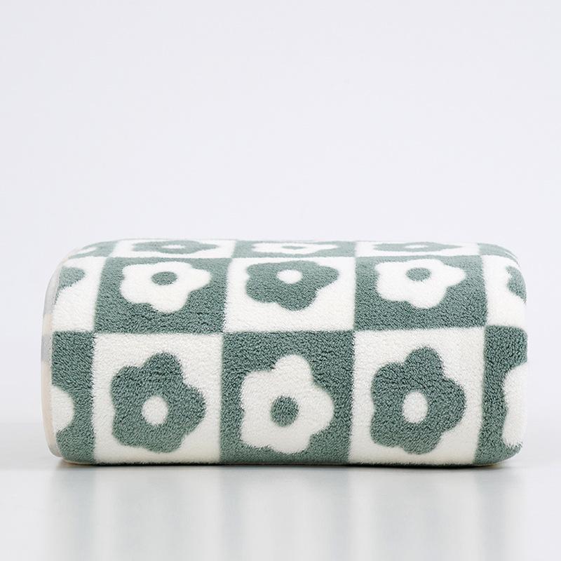 Jacquotha Bath Towels Checkered Floral Bath Towel Cotton Absorbent Towels for Bathroom Shower,70x140cm,1pc