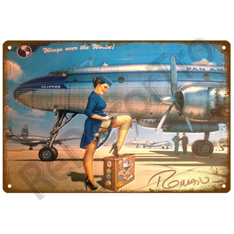 Airplane Retro Decorative House Metal Sign Plate Posters On The Wall Tin Sign Vintage Poster Decor Wall Art Room Decoration