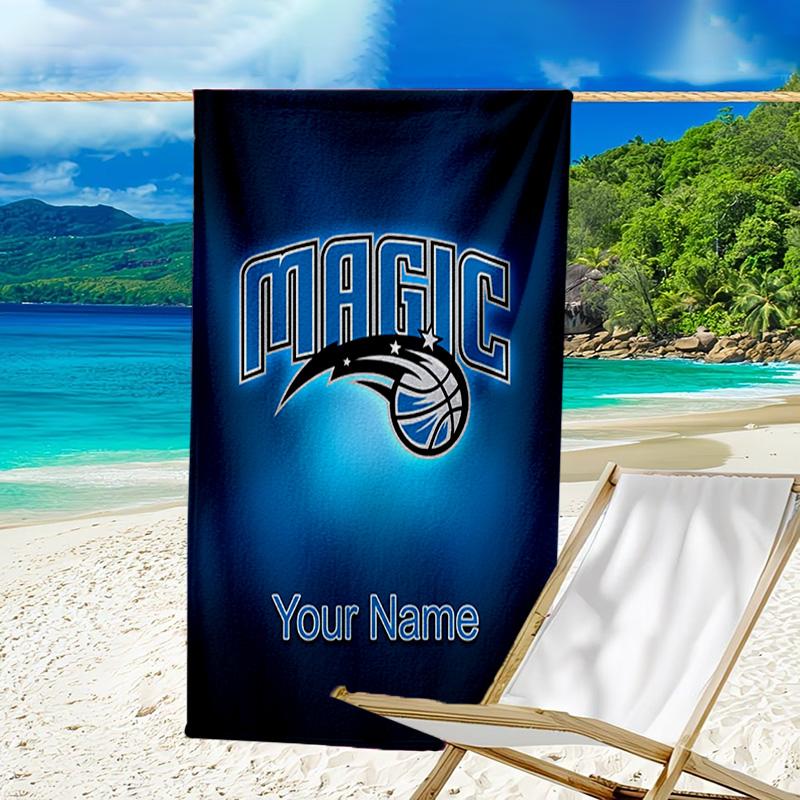 Custom Name Beach Towel basketball Orlando Logo Beach Towel, Soft Microfiber, Gift for Her/Him, Birthday, for Pool, Beach, Travel, Fan gifts