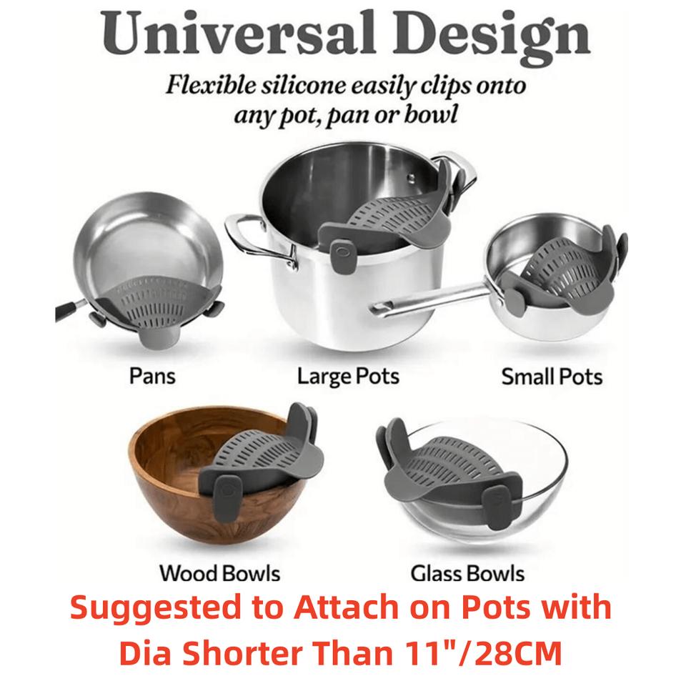 Регулируемое силиконовое сито с зажимом для кастрюль, сковородок и мисок — ручная сушилка для лапши и макарон, 1 шт.
