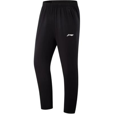 Li Ning Беговая серия Однотонные Простые Универсальные Удобные Вязаные спортивные брюки прямого кроя Мужские брюки Черный AYKV127-1