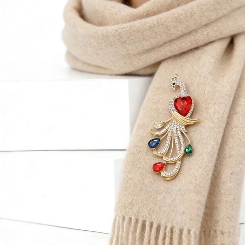 Luxury Colorful Rhinestone Peacock Brooch, Shiny Crystal Lapel Pin, Stylish Jewelry for Women’s Coat, Dress & Formal Occasions