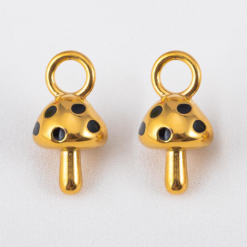 2pcs Stainless Steel Enamel Cute Strawberry Banana Corn Grape Cherry Charms Gold Plated DIY Bracelet Earrings Jewelry Findings