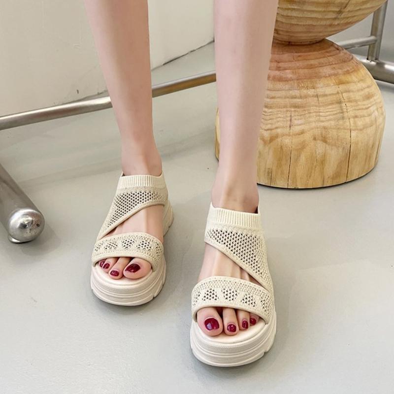 Босоножки на платформе, женские, лето 2022, модные туфли с открытым носком, женские, сетчатые, удобные, для вечеринок