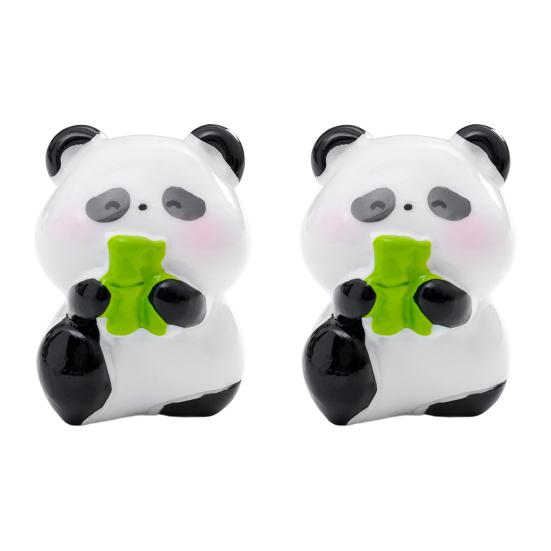2 Pcs Mini Panda Figurines Cute Resin Panda Statues DIY Miniature Panda Cake Toppers for Fairy Garden Micro Moss Landscape Office Home Desk Decoration