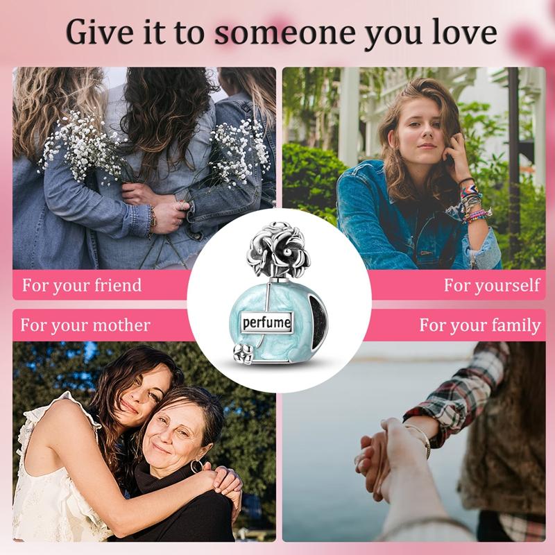 Изящные Шармы Медь Оригинальный Синий Флакон Духов Циркон Цветочные Бусины Подходят для Браслета Ювелирные Изделия Женщины Сделай Сам Изысканный Подарок