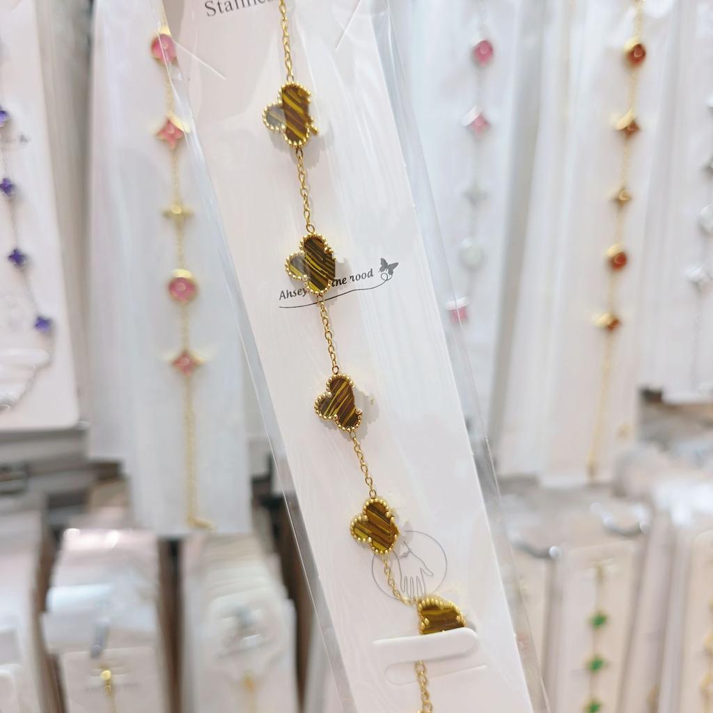 Двусторонний браслет «Пятицветник», «Четырехлистный клевер», титановая сталь, не выцветает, легкая роскошь, ювелирное изделие высокого класса