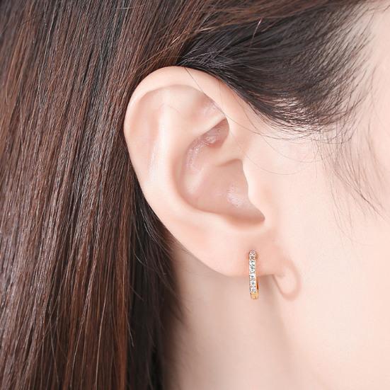 1 пара элегантных женских серег-колец, блестящие серьги с инкрустацией стразами, круглые серьги для пирсинга, вечерние ювелирные изделия, подарок