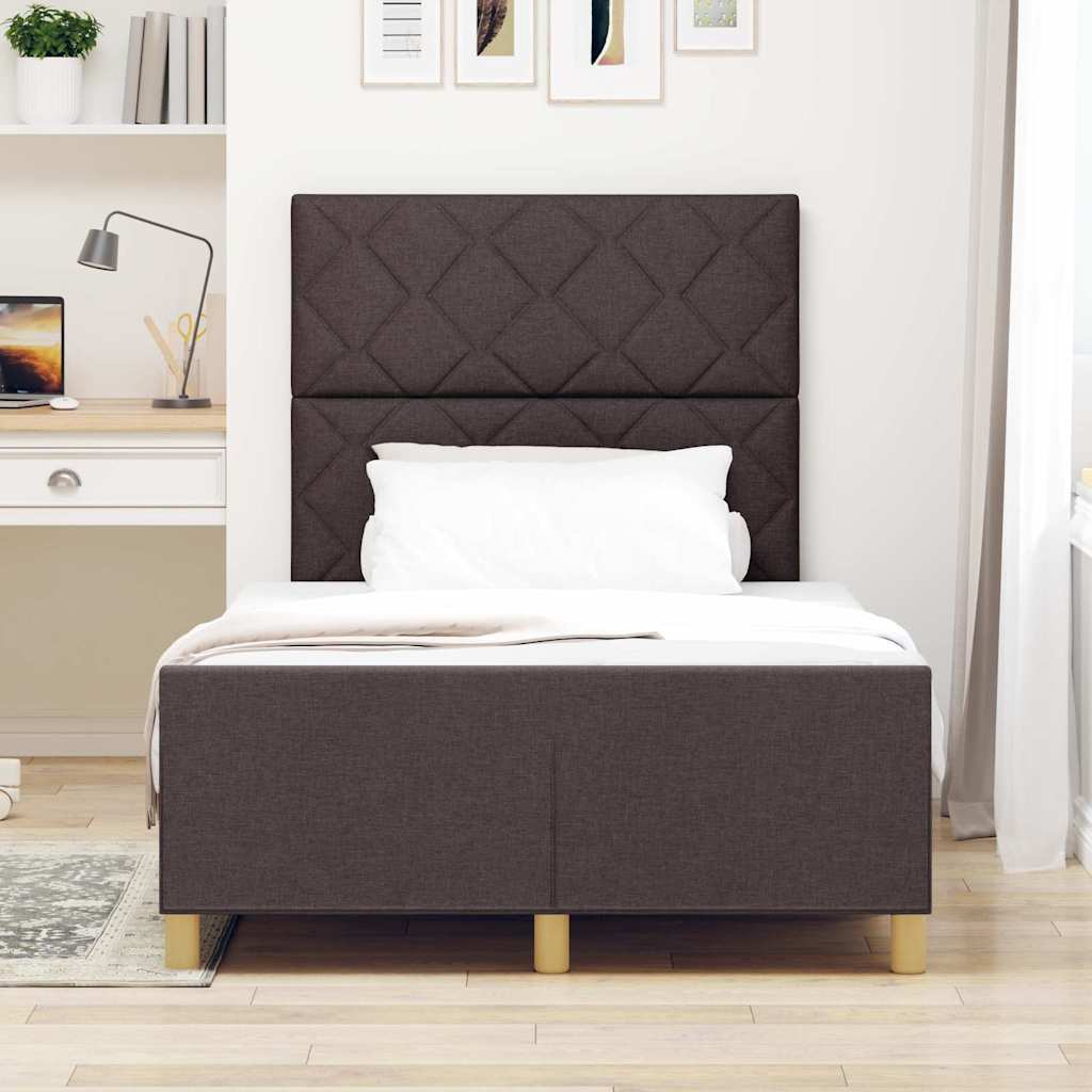 Platform Bed with Headboard Dark Brown 120 x 200 cm Fabric