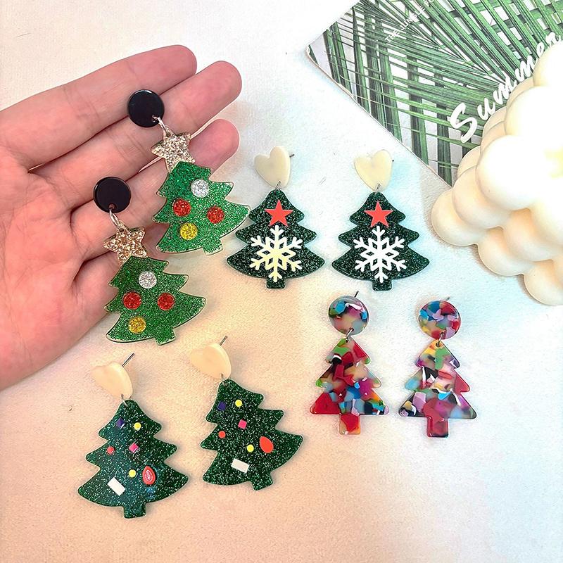 Акриловые серьги в виде свитера на Рождество, снежинки, Санта-Клаус, мультяшные серьги для женщин