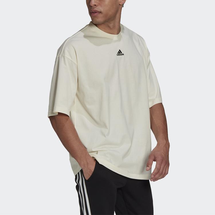 Adidas Sporty Casual Round Neck Short Sleeve T-Shirt Men Tops Off-White H54034