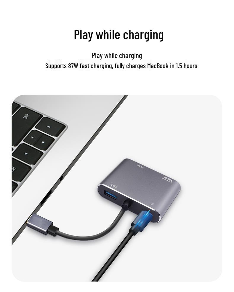 Док-станция USB-C на HDMI/VGA: Конвертер для зеркалирования экрана телефона на монитор
